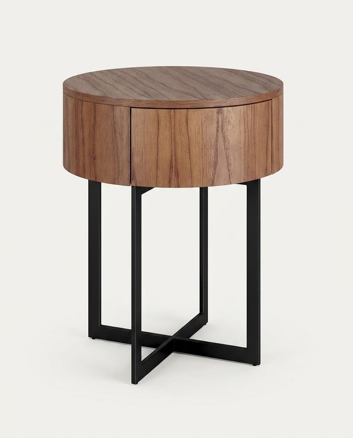 Mesa de Cabeceira Redonda Pecci Castanho e Preto - image 1
