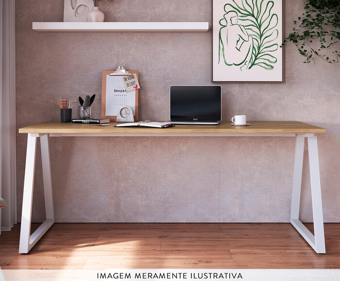 Mesa Escrivaninha Concept Home Office Nogal Sevilha - Branco - image 1