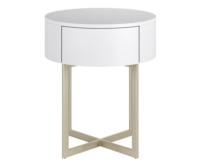 Mesa de Cabeceira Redonda Pecci Branco e Champanhe - image 0