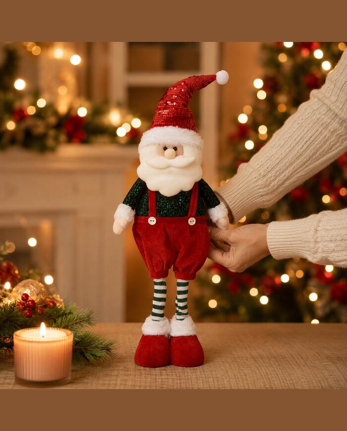 Papai Noel Decorativo em P&eacute; Suspens&oacute;rio Listras - image 1