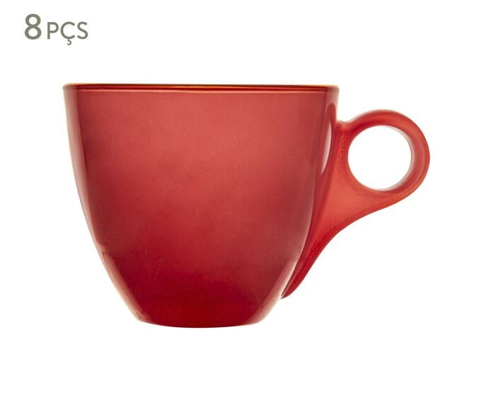 Jogo de X&iacute;caras e Pires com Fio de Ouro Milky Rosa - image 0
