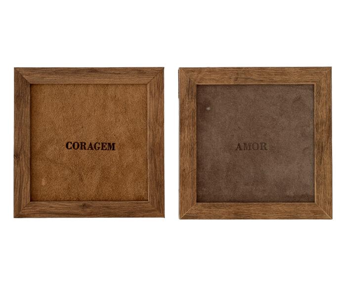 Jogo de Quadros "Coragem e Amor" Caramelo e Fendi - image 0