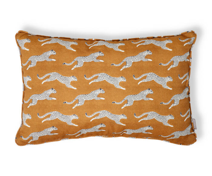 Capa de Almofada Retangular Estampada com Cordon&ecirc; Safari Mostarda - image 0