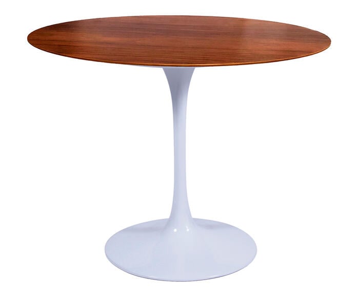 Mesa Saarinen Redonda Imbuia Base Branca image number 2