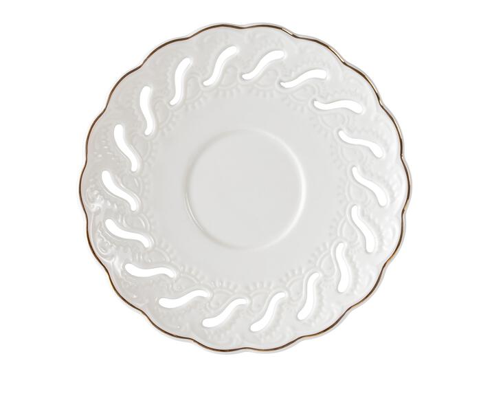 Jogo de X&iacute;caras caf&eacute; Vague em new bone china com borda dourada branco image number 2