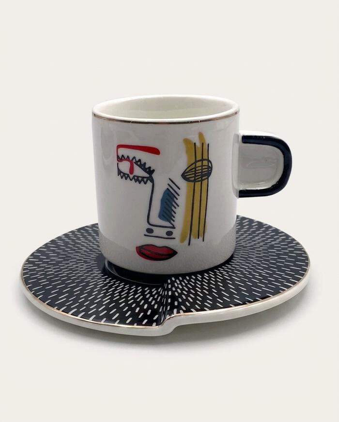 Jogo para Caf&eacute; com Borda Dourada Ollier - image 1