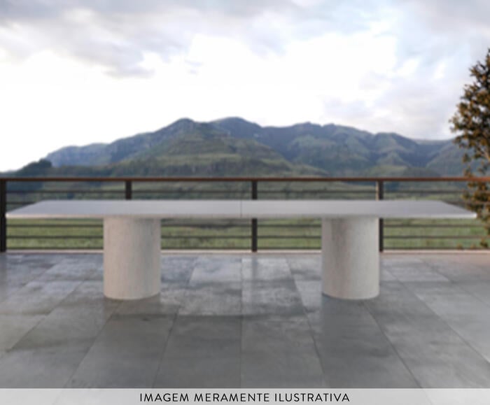 Mesa Dupla de Cil&iacute;ndrica com Duplo Tampo Reto Branco - image 1