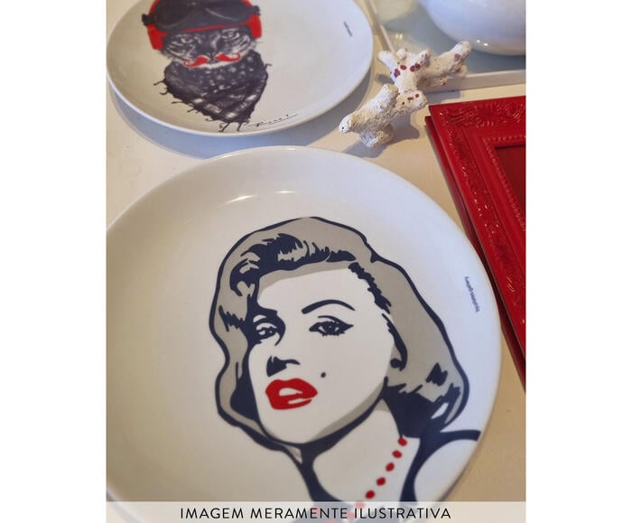 Prato de Porcelana Marilyn Red&Blue Classic image number 5
