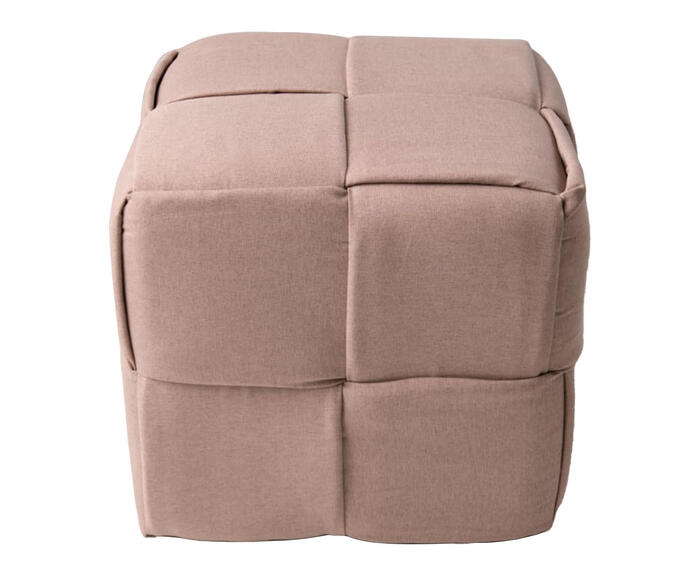 Pufe em Linho Cubo Tran&ccedil;ado Bege - image 0