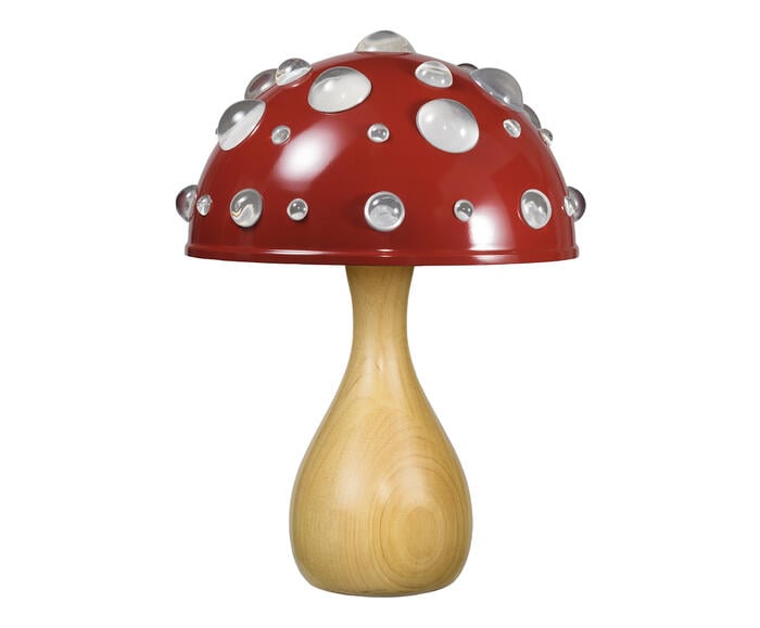 Lumin&aacute;ria Cogumelo Vermelho Liso Brilhante e Marfim - image 0