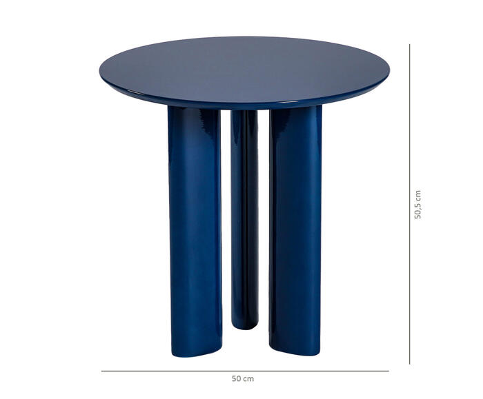 Mesa Lateral Redonda Brilho Azul Marinho image number 4