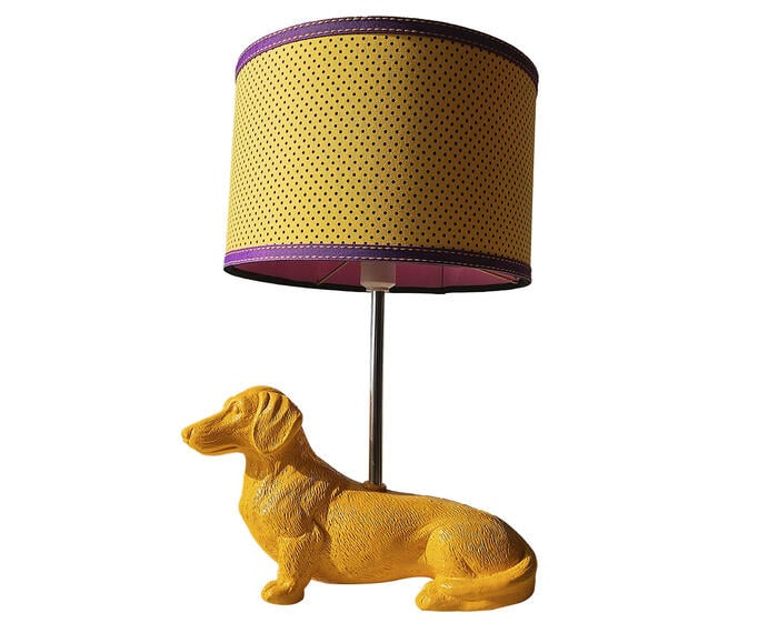 Base Lumin&aacute;ria Cachorro Dachshund Amarelo image number 2