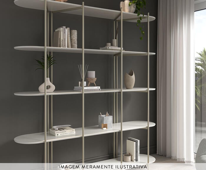 Estante Enya Off-White Fosco e Champanhe image number 3