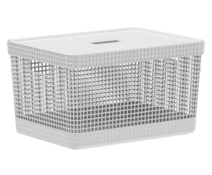 Cesto com Tampa Grid II Branco - image 1