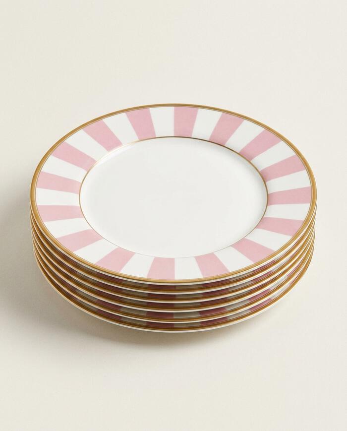 Jogo de Pratos para Sobremesa Stripe Rosa - image 1