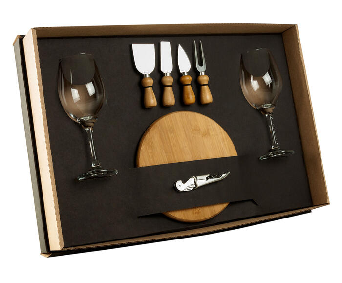 Jogo para Servir Queijo E Vinho em Bambu Kendal - image 0