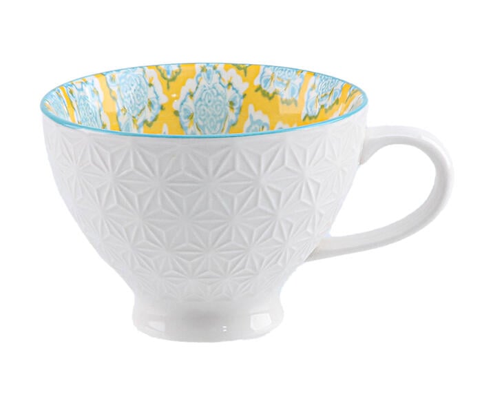 X&iacute;cara para Ch&aacute; em Porcelana Bart - Amarelo e Azul - image 0