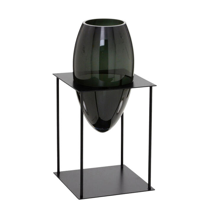 Vaso com Suporte Decorativo Fume e Preto - image 0