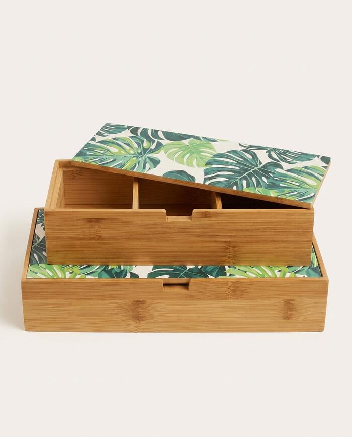Jogo de Caixas Decorativas em Bambu Waranqa Marrom - image 0