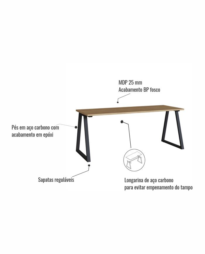 Mesa Escrivaninha Gaveteiro  Concept Home Office Nogal - Preto image number 6