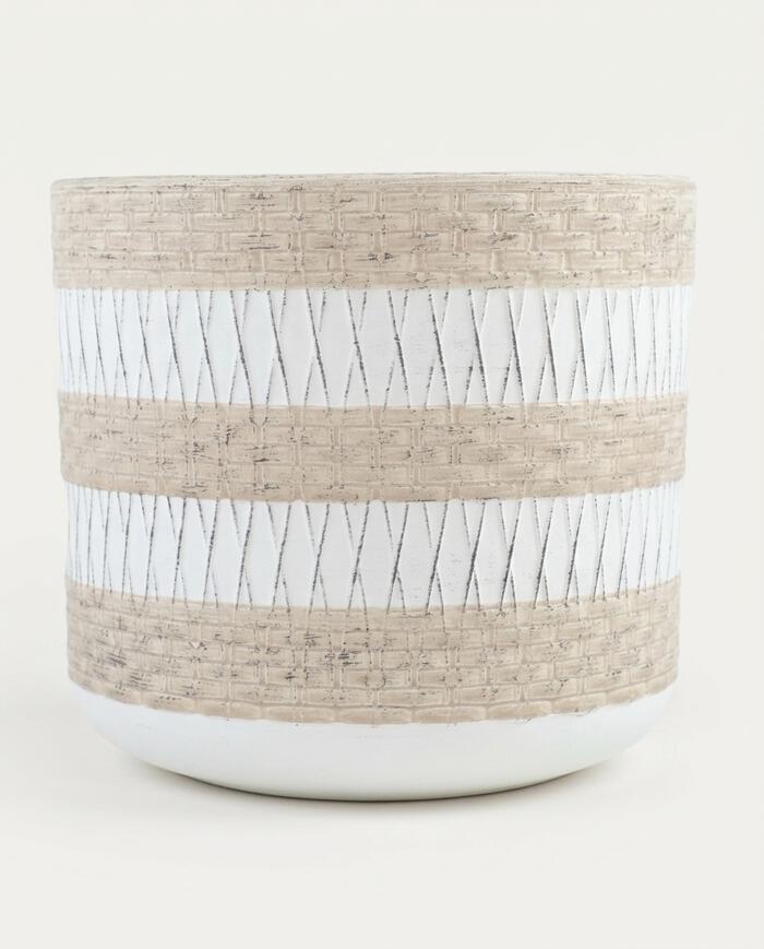 Cachepot Flin Bege e Branco Grande image number 2
