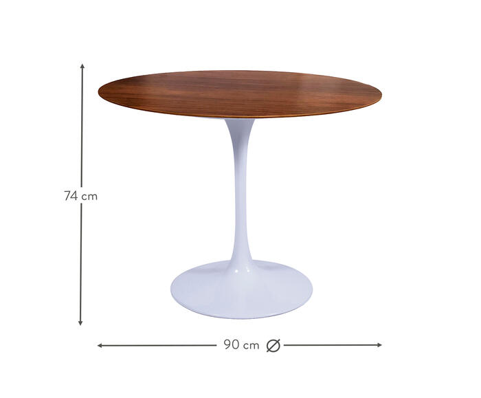 Mesa Saarinen Redonda Imbuia Base Branca image number 3