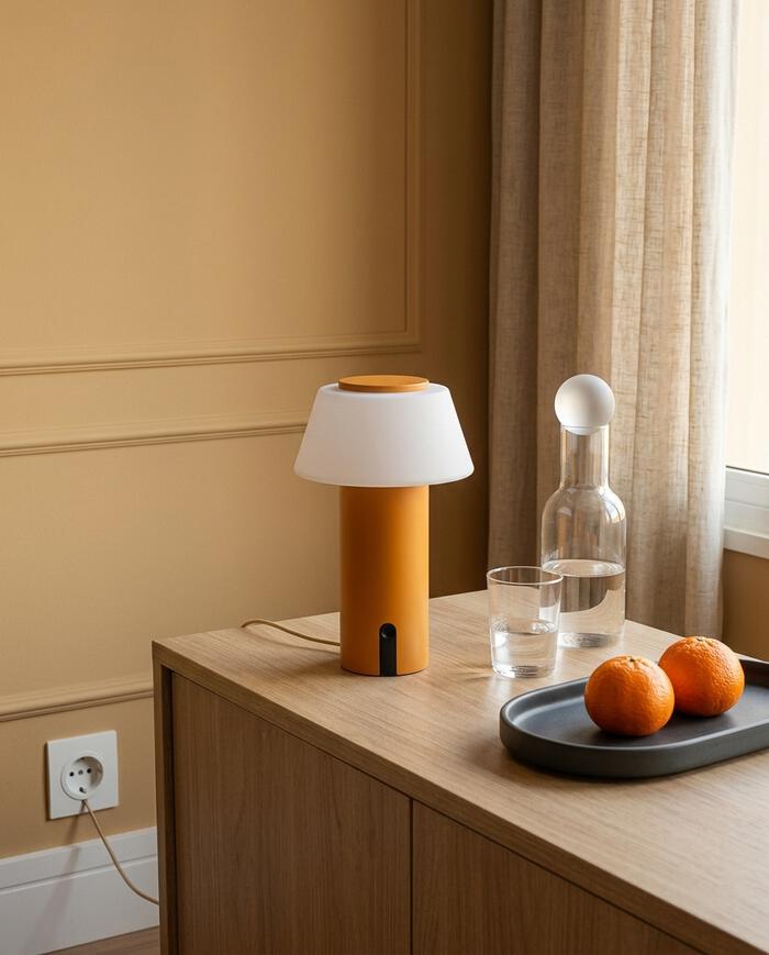 Lumin&aacute;ria de Mesa Recarreg&aacute;cel Bivolt Lizz Laranja - image 1