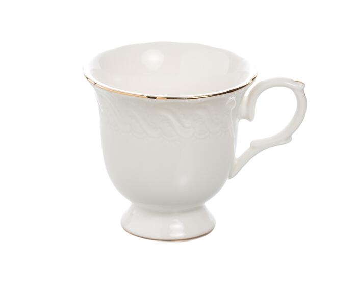 Jogo de X&iacute;caras caf&eacute; Vague em new bone china com borda dourada branco - image 1