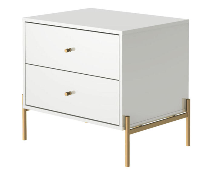 Mesa de Cabeceira Jasper - Branco Gloss e Dourado image number 0