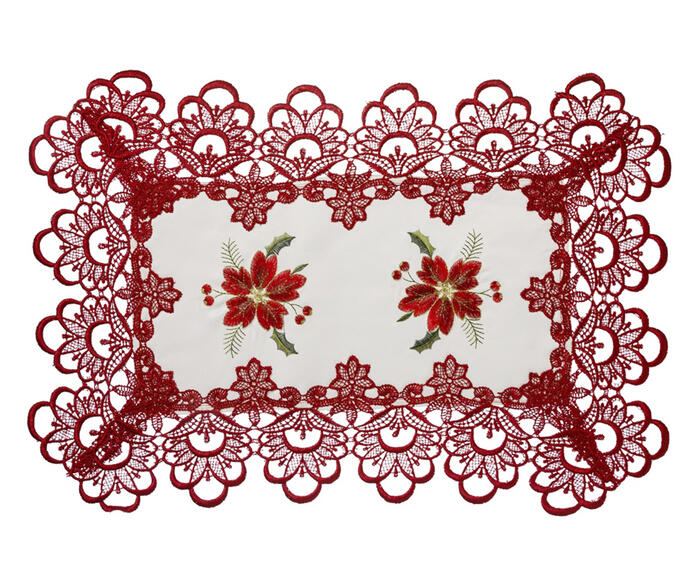 Lugar Americano Bordado Natal Vermelho - image 0