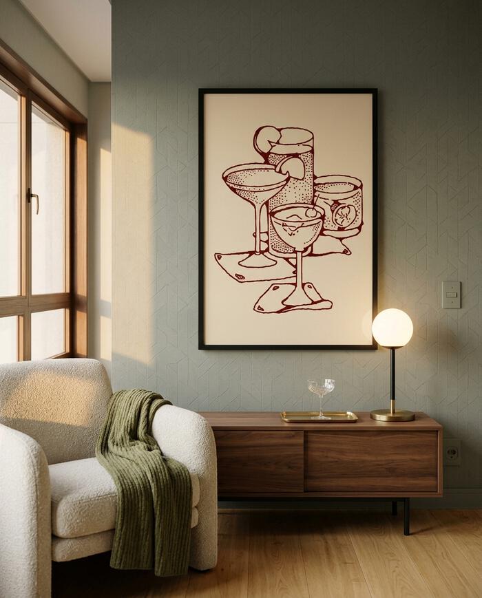 Quadro Cocktails com Moldura Preta - image 1