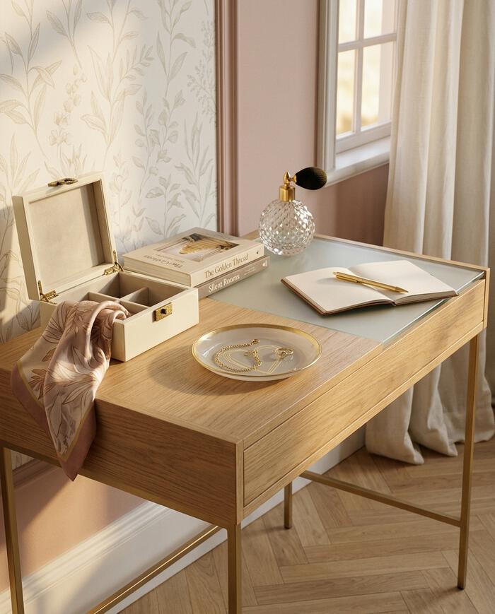 Prato Porta-Objeto Heart Branco e Dourado - 13 cm - image 1