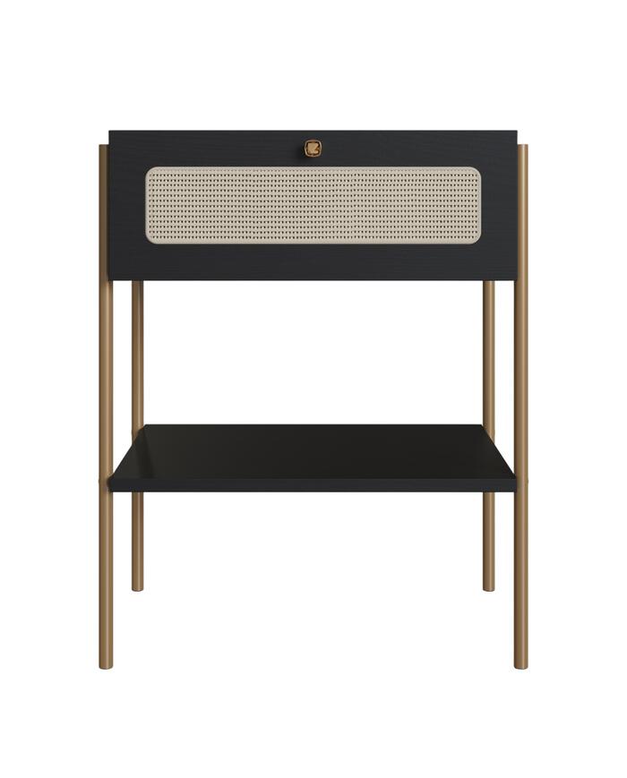 Mesa de Cabeceira Tela Oslo Nero e Dourado image number 0
