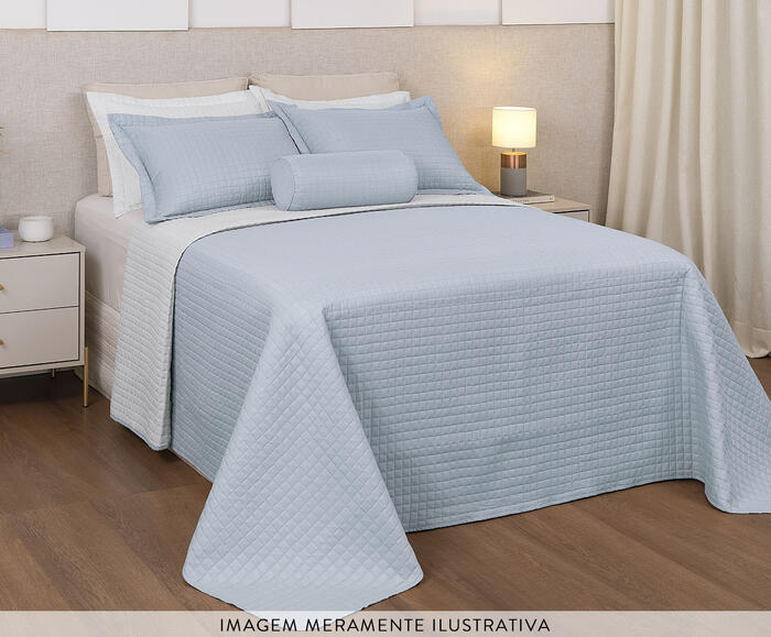 Jogo de Cobre-Leito Dupla Face Plaza Bege e Azul image number 3