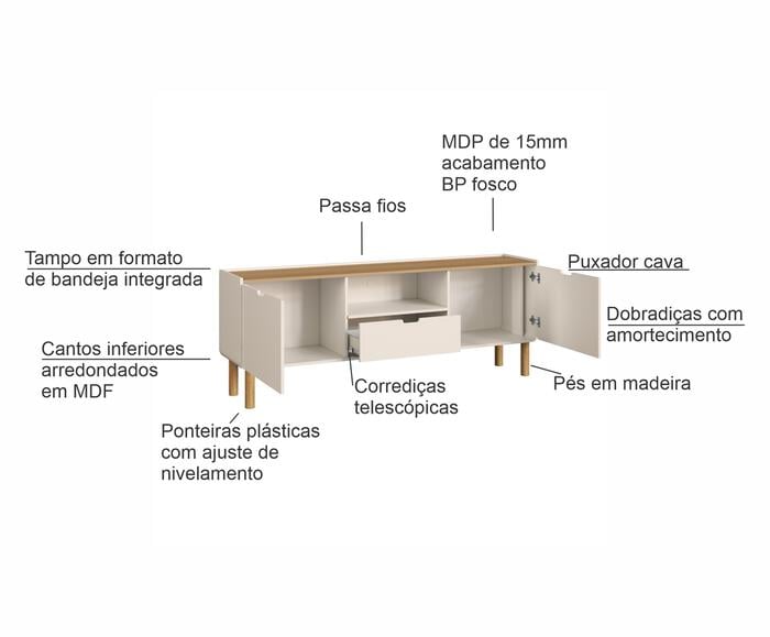 Rack Org&acirc;nico Madeira Aura Off White image number 3