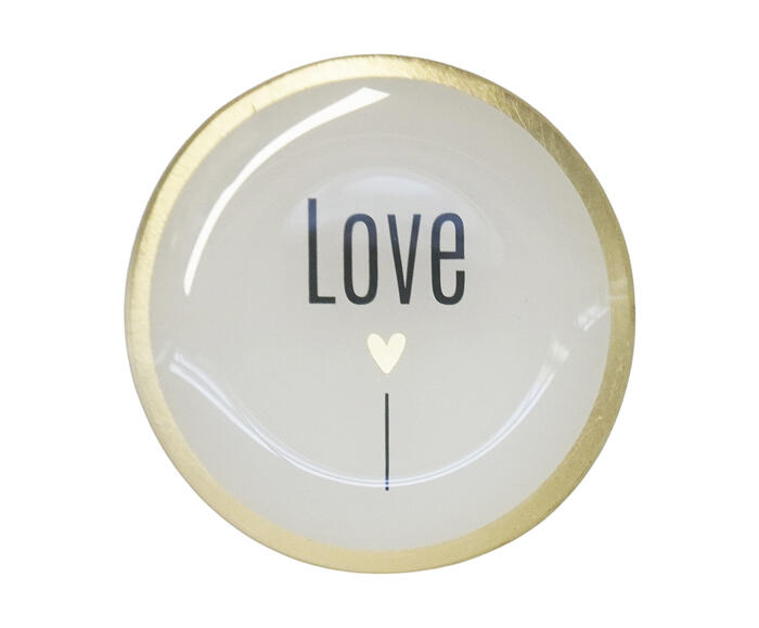 Prato Porta-Objeto Love Branco e Dourado - 13 cm - image 0
