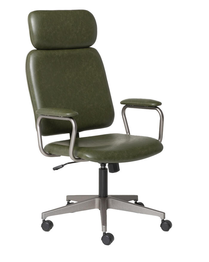 Cadeira Office Gran Chicago em Courino Verde com P&eacute;s Cinza - image 0