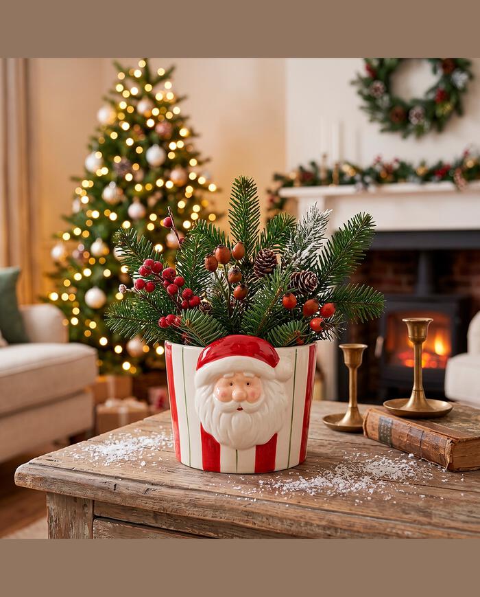 Cachep&ocirc; Natalino em Cer&acirc;mica Papai Noel - image 1