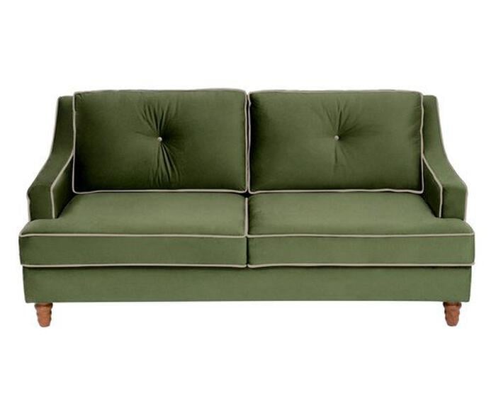 Sof&aacute; Windsor em Veludo - Verde com Vivo Cru - image 0