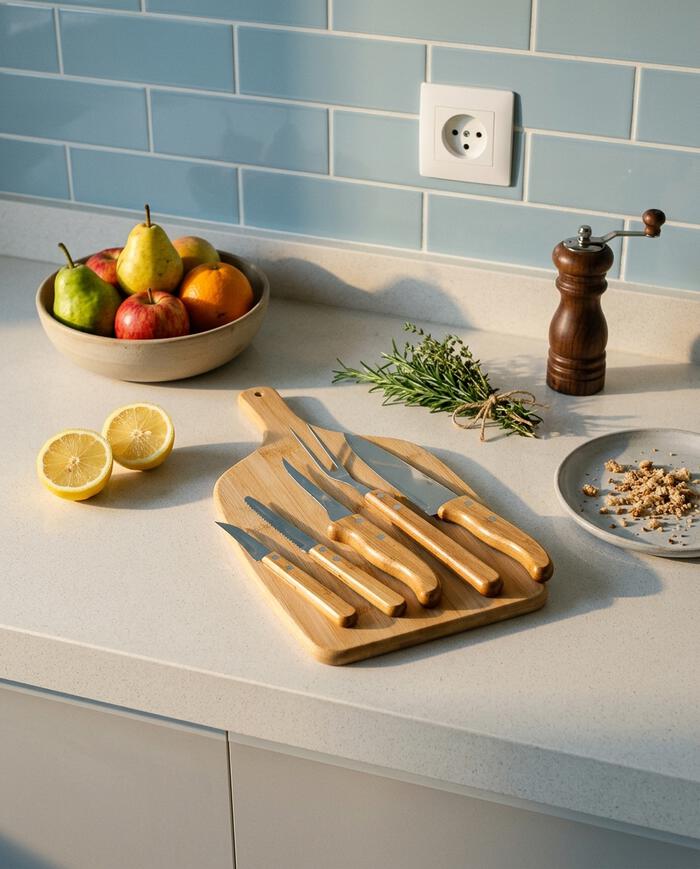 Jogo de Utens&iacute;lios para Cozinha em Inox E Bambu Saverio Tools image number 2