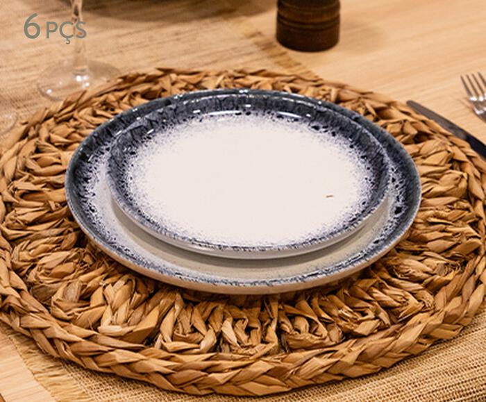 Jogo de Prato em Porcelana Mystique Branco e Azul - image 0