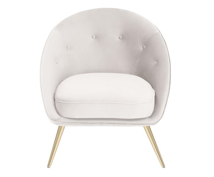 Poltrona Belle em Veludo - Cru e Dourado - image 0
