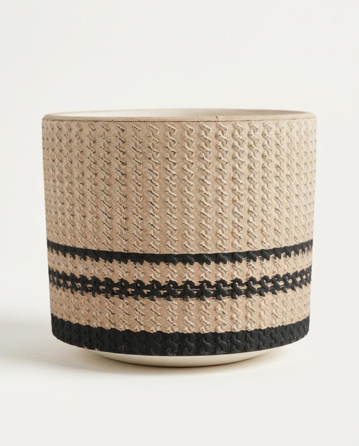 Cachepot Nancy Bege e Preto Pequeno - image 0