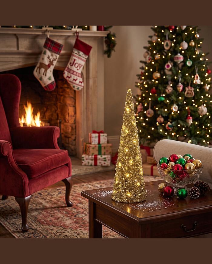 &Aacute;rvore de Natal Cone Com Luz Dourada - image 1
