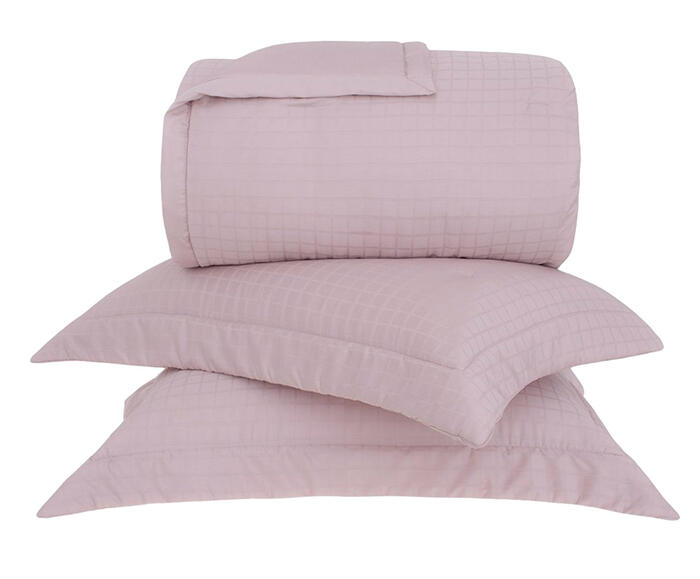 Jogo de Cobre-Leito Damask Square Rosa 300 Fios - image 1