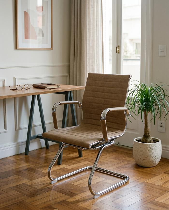 Cadeira Fixa Office Eames Esteirinha Castanho image number 3