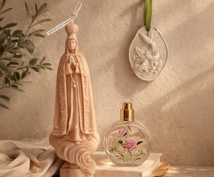 Jogo de Vela e Mini Aromatizador com Gesso para Perfumar Nossa Senhora - image 1