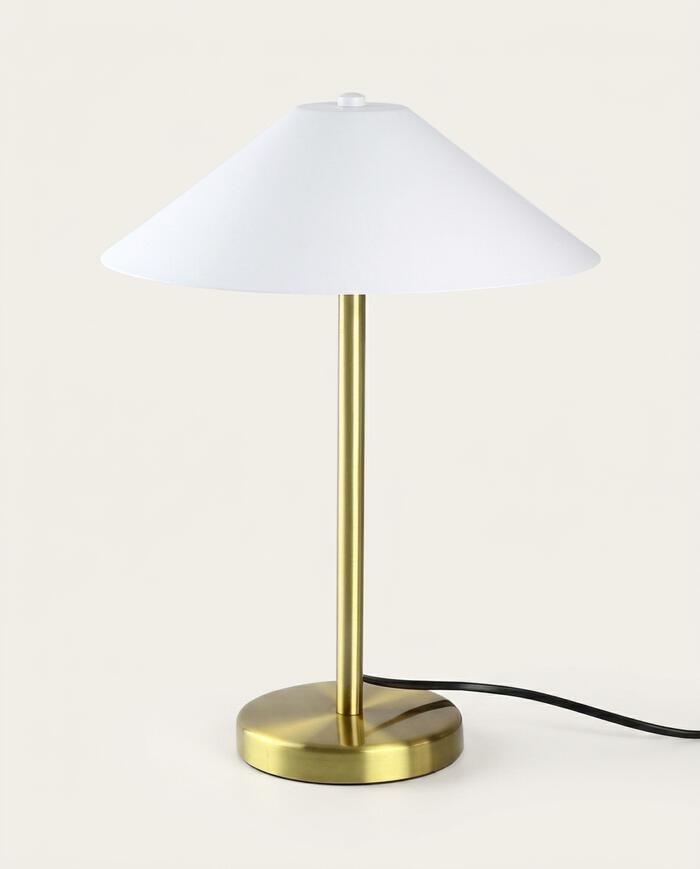 Lumin&aacute;ria de Mesa Maia Dourado Lixado Bivolt image number 4