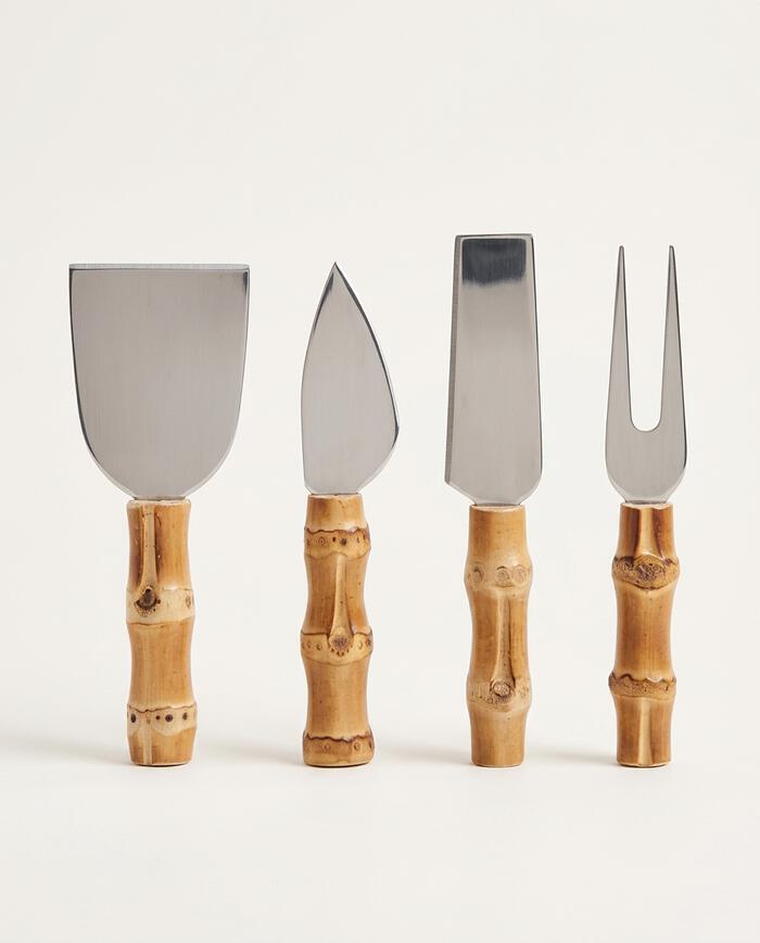 Jogo de Utensilios Para Queijo em Inox e Bambu Natural - image 0