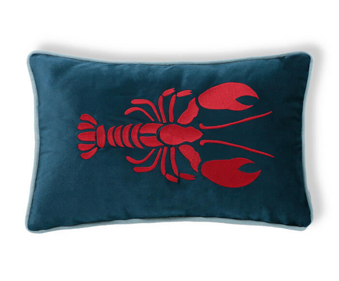 Capa de Almofada Bordada com Cordon&ecirc; Lagostim Azul Marinho - image 0